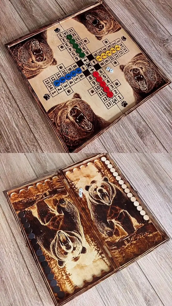 Изготовление игр нарды + парчис, шахматы + шашки + нарды, выжигание портретов - Настольные игры (Хобби и отдых) в Находка