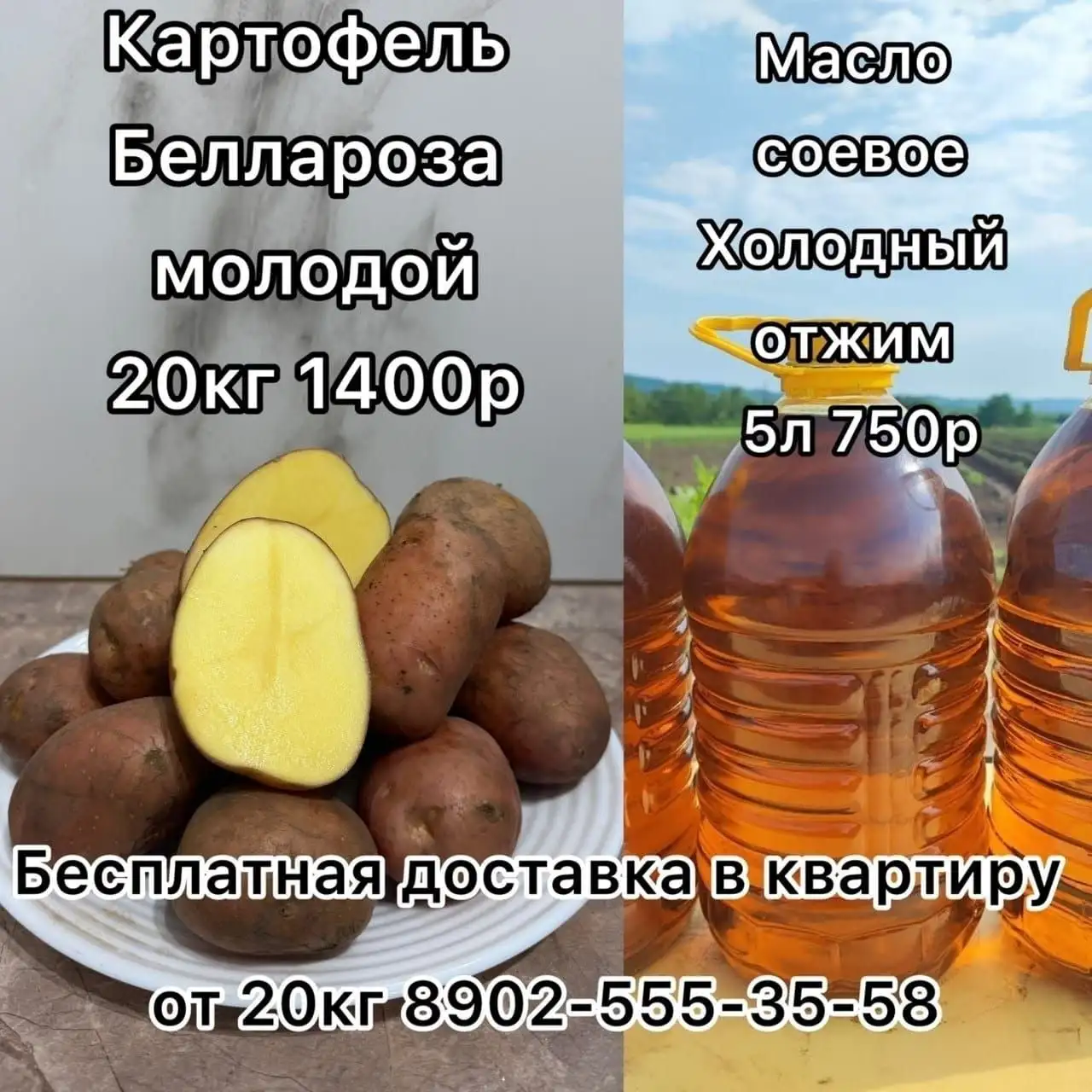 Молодой картофель и домашнее соевое масло - Картофель, масло (Продукты питания) в Владивосток