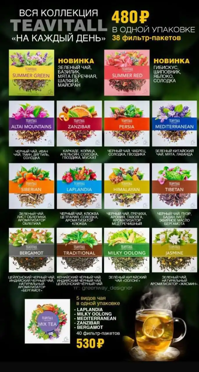 Полный ассортимент выбора чая