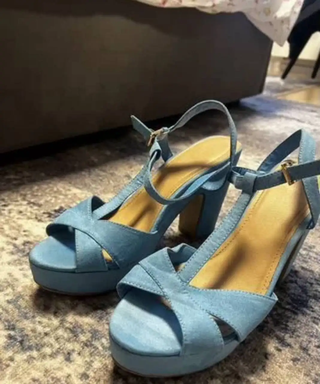 Женские туфли на каблуке 40 размера голубого цвета - Женская обувь (Одежда) в Мытищи