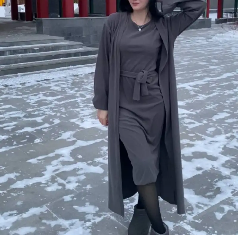 Платье двойка с кардиганом и поясом, размер М - Женская одежда (Одежда) в Мытищи