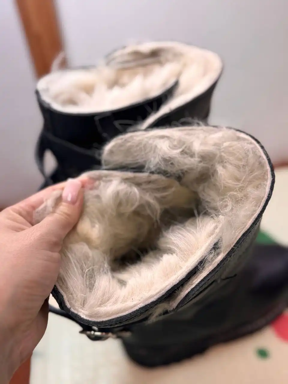 Мужские монгольские сапоги из натуральной кожи с мехом овчины