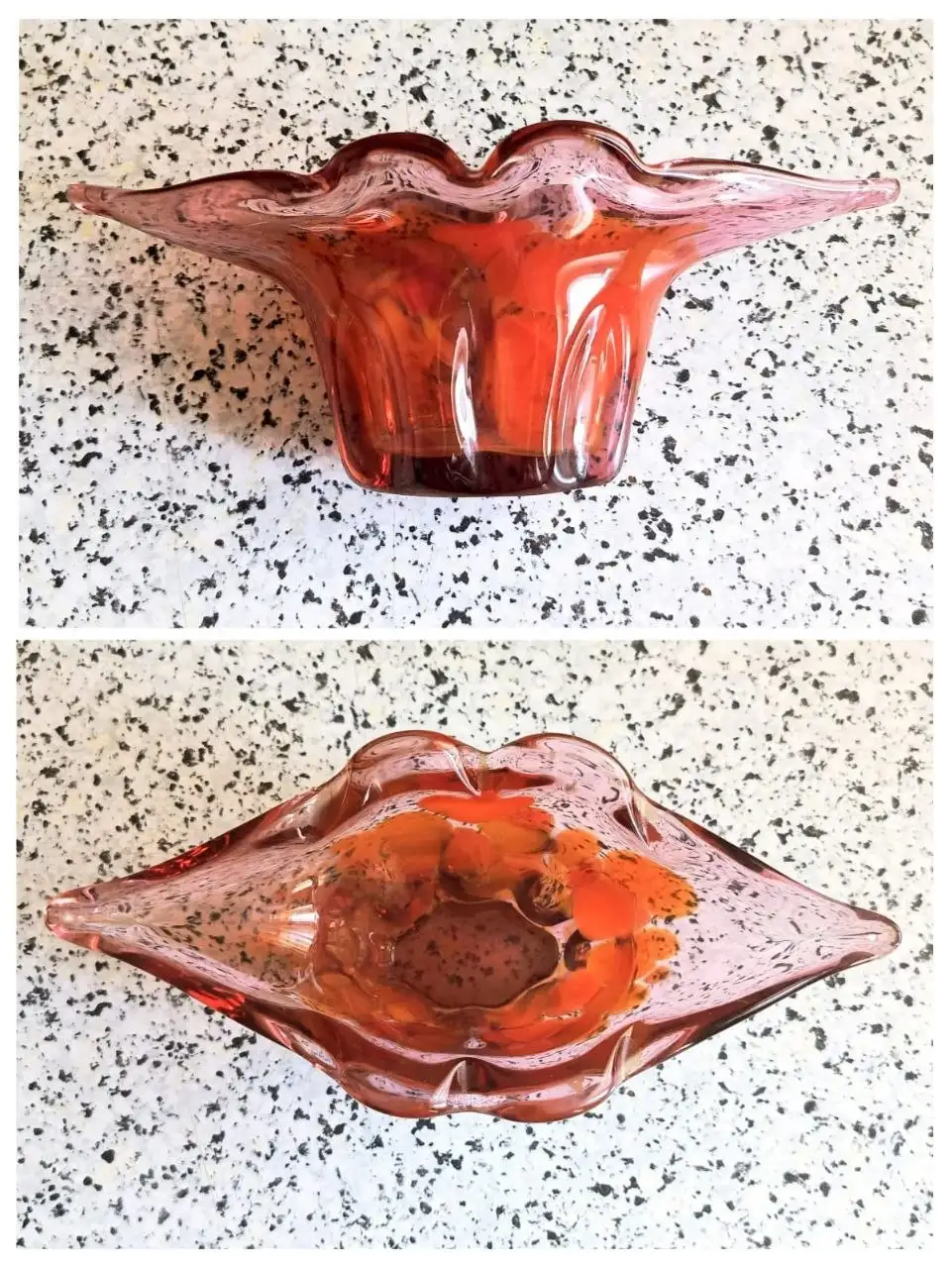 Редкая конфетница гутная техника цветное стекло - Посуда (Барахолка) в Новосибирск