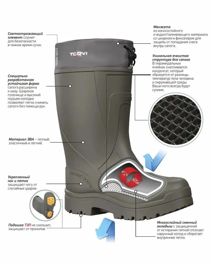 Зимние сапоги TORVI -45°С 44 размера с запасными вкладышами - Обувь (Одежда) в Казань