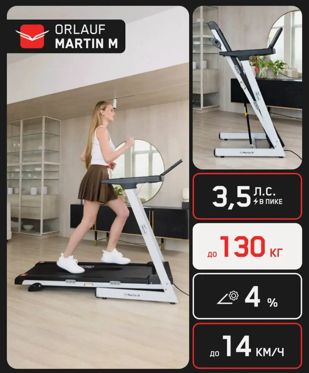 Беговая дорожка Orlauf Martin M в идеальном состоянии - Спорт (Хобби и отдых) в Казань
