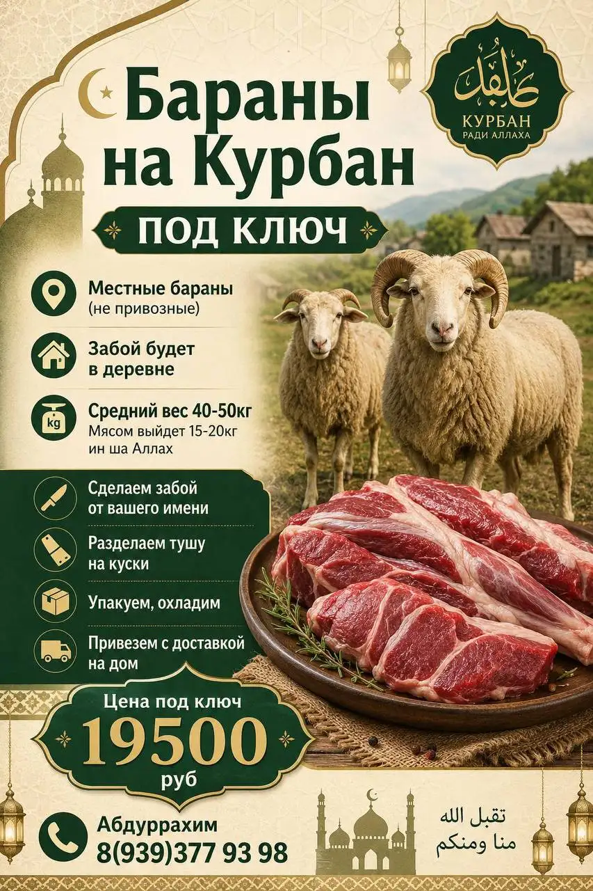 Предложение на Курбан-байрам: бараны с забоем и доставкой - Животные (Услуги) в Казань