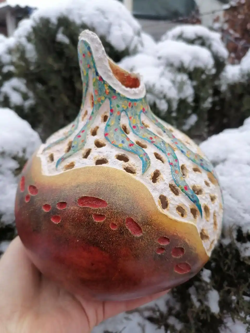 Вазочка из лагенарии как светильник