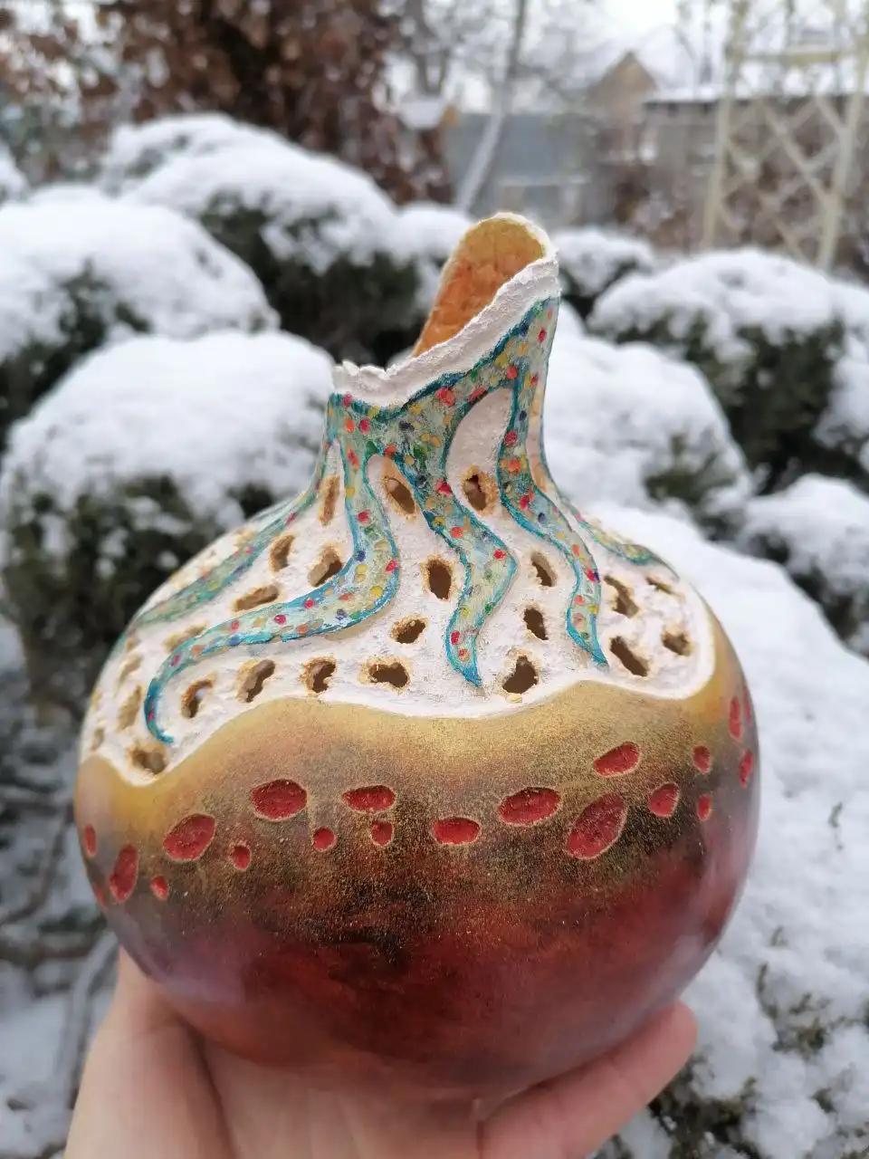 Вазочка из лагенарии как светильник