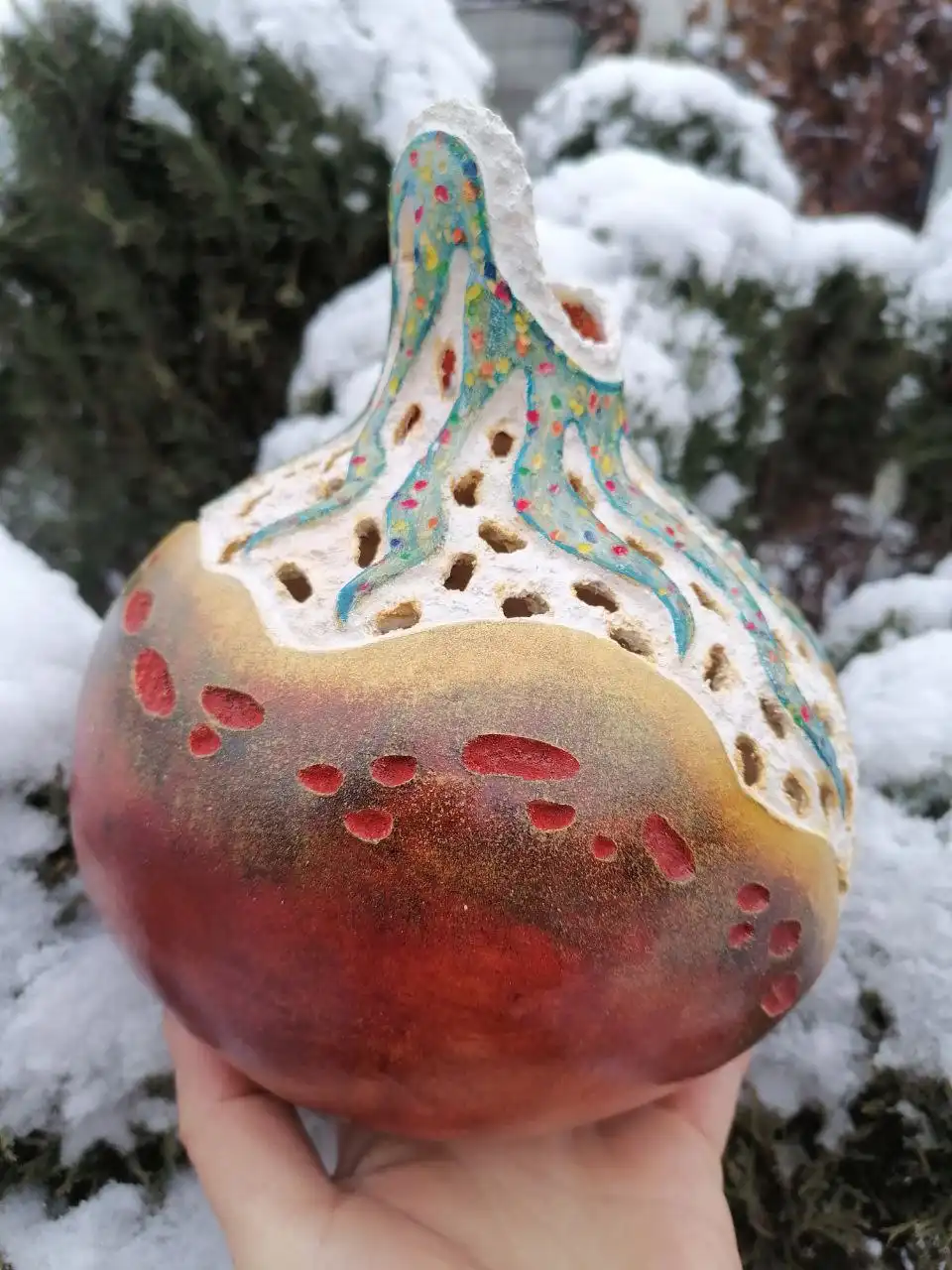 Вазочка из лагенарии как светильник