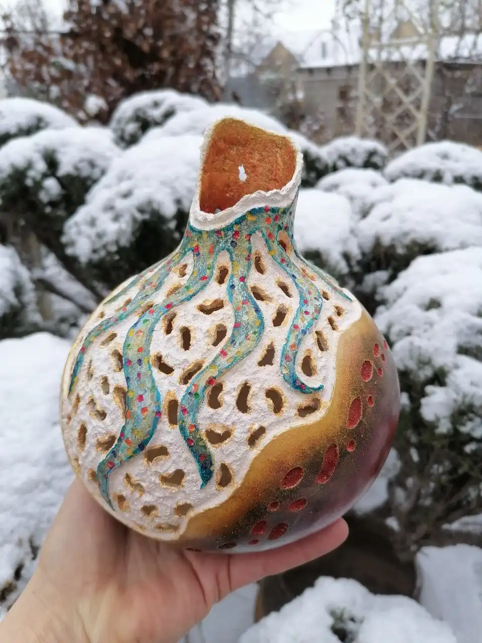 Вазочка из лагенарии как светильник