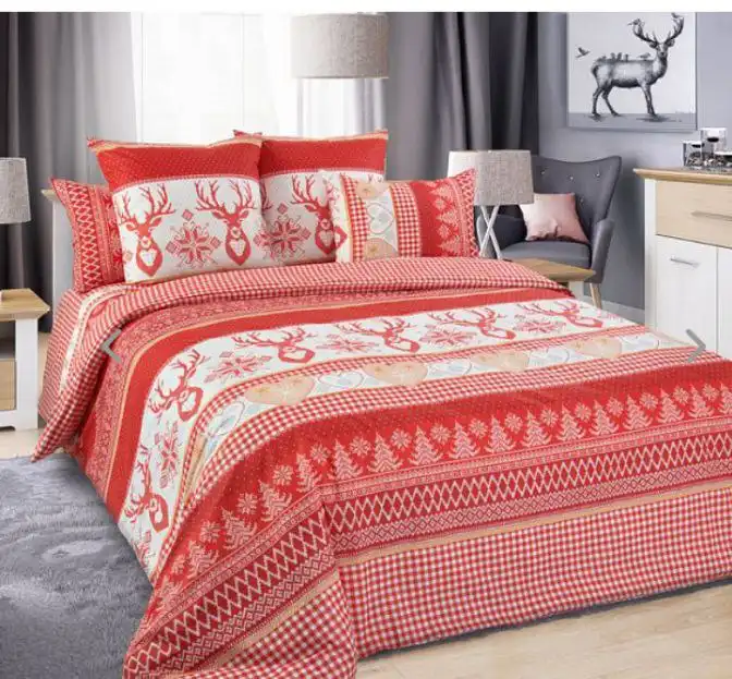 Комплект постельного белья бязь люкс, семейный, новогодняя тематика