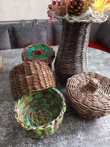 Шкатулки и ваза из бумажной лозы ручная работа - Настольные игры в Волгоград