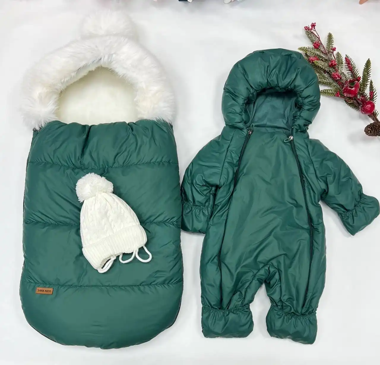 Зимний комплект на выписку для малышей 0-6 месяцев