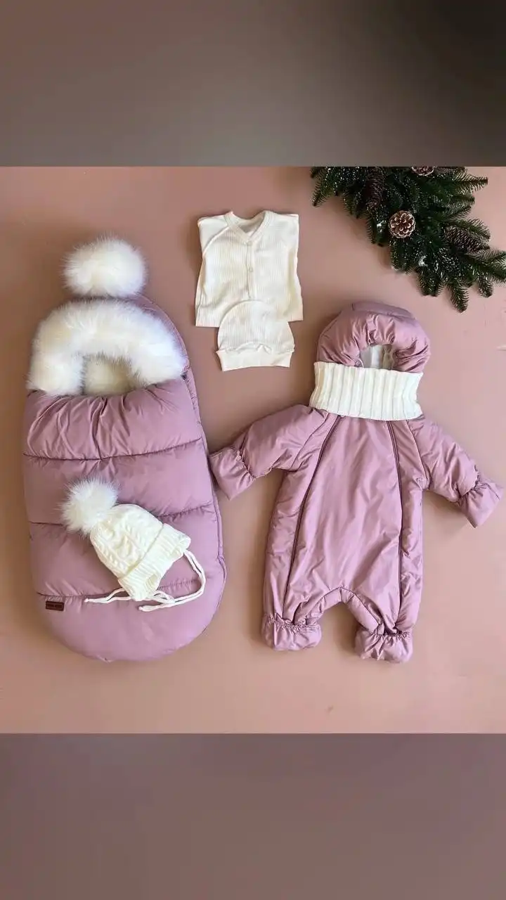 Зимний комплект на выписку для малышей 0-6 месяцев