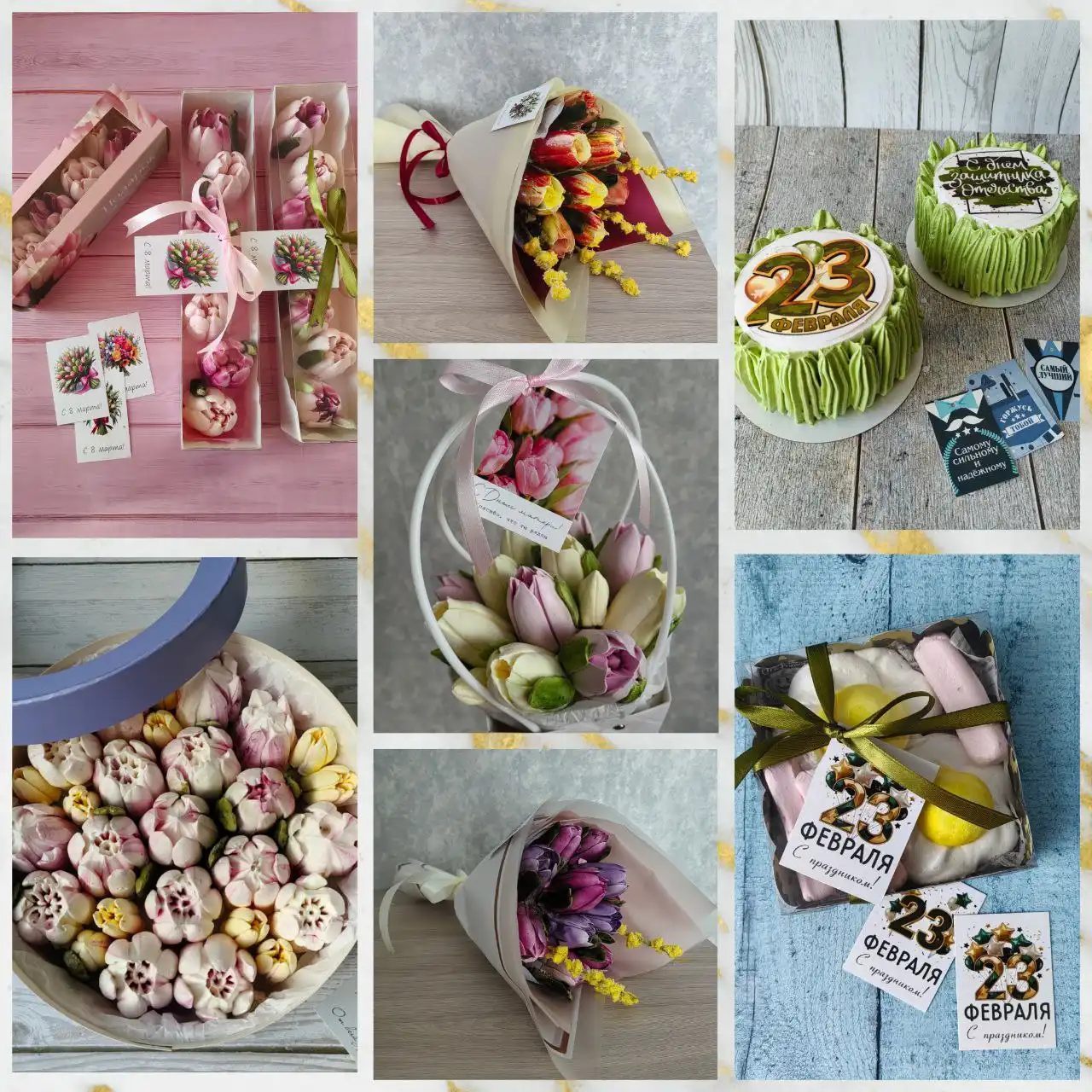 Зефирные букеты и тюльпаны к 8 Марта - Съедобные подарки (Барахолка) в Белгород