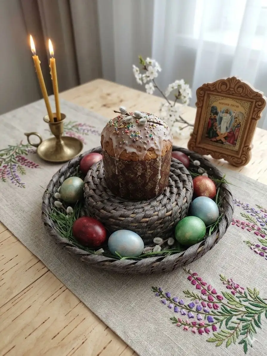 Пасхальная тарелка-горка из ротанга от Мастерской уюта "ВЕРЕСК" - Пасхальные товары (Товары для детей) в Белгород