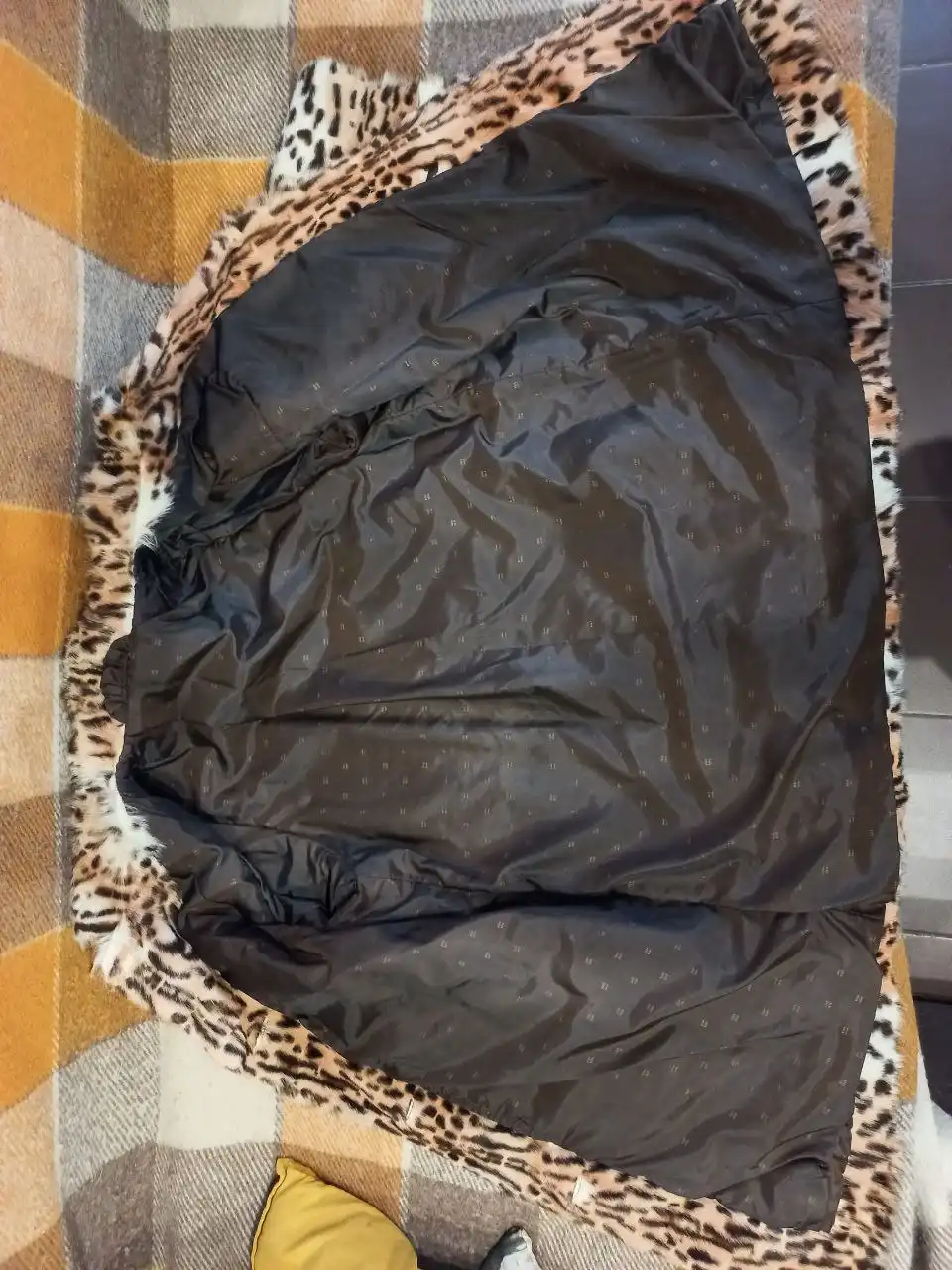 Полушубок натуральный козлик леопардовый принт