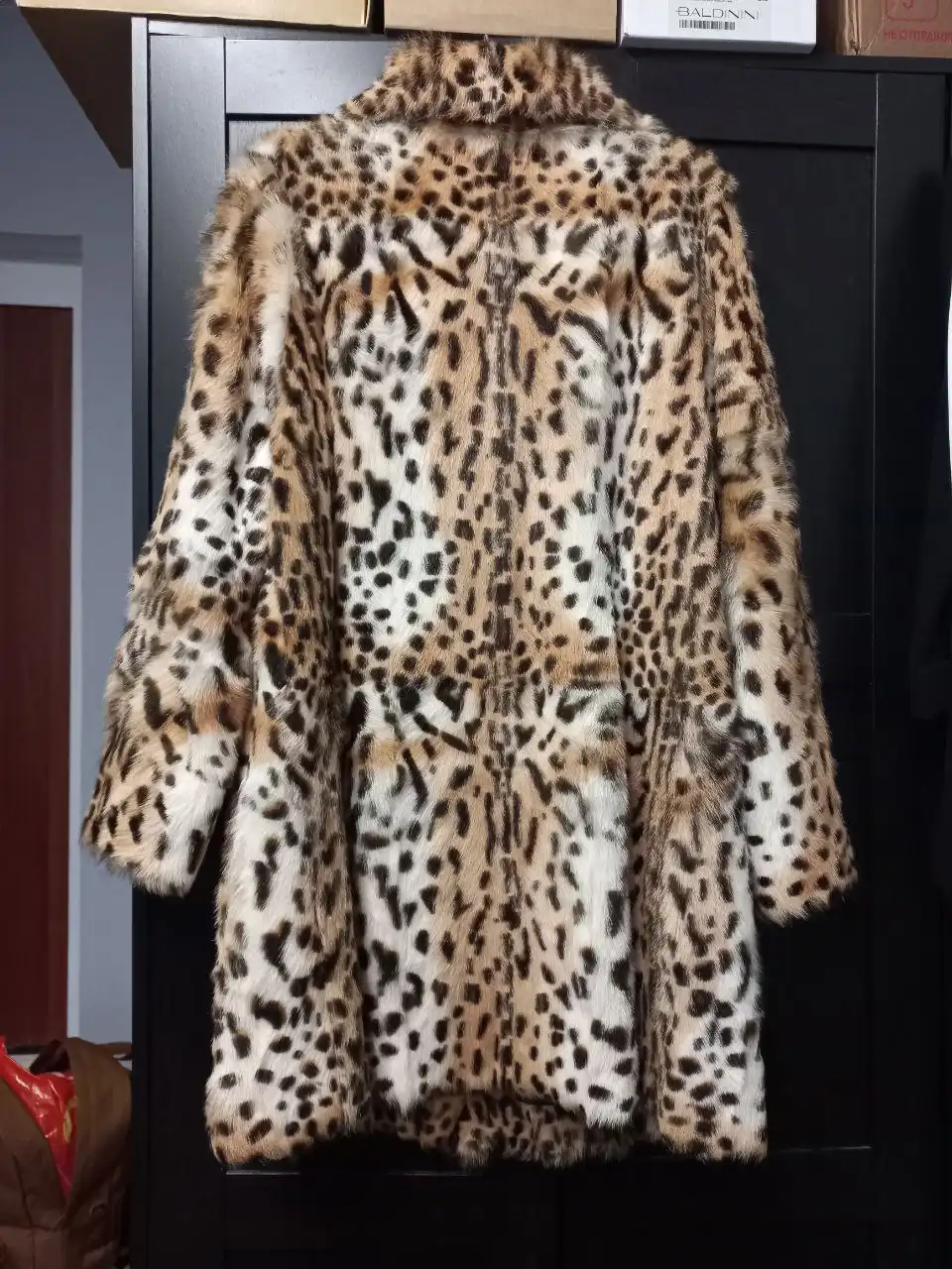Полушубок натуральный козлик леопардовый принт
