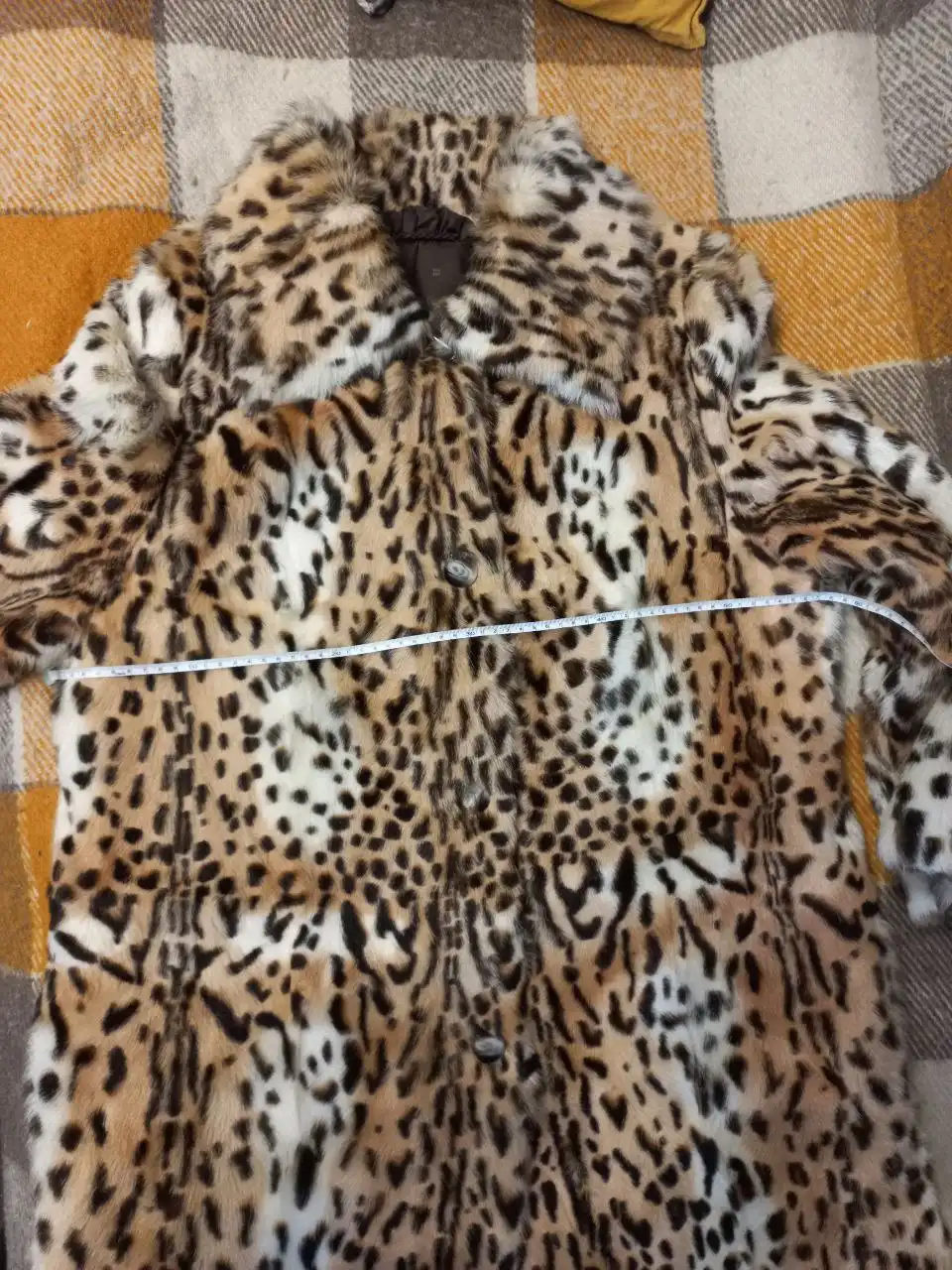 Полушубок натуральный козлик леопардовый принт