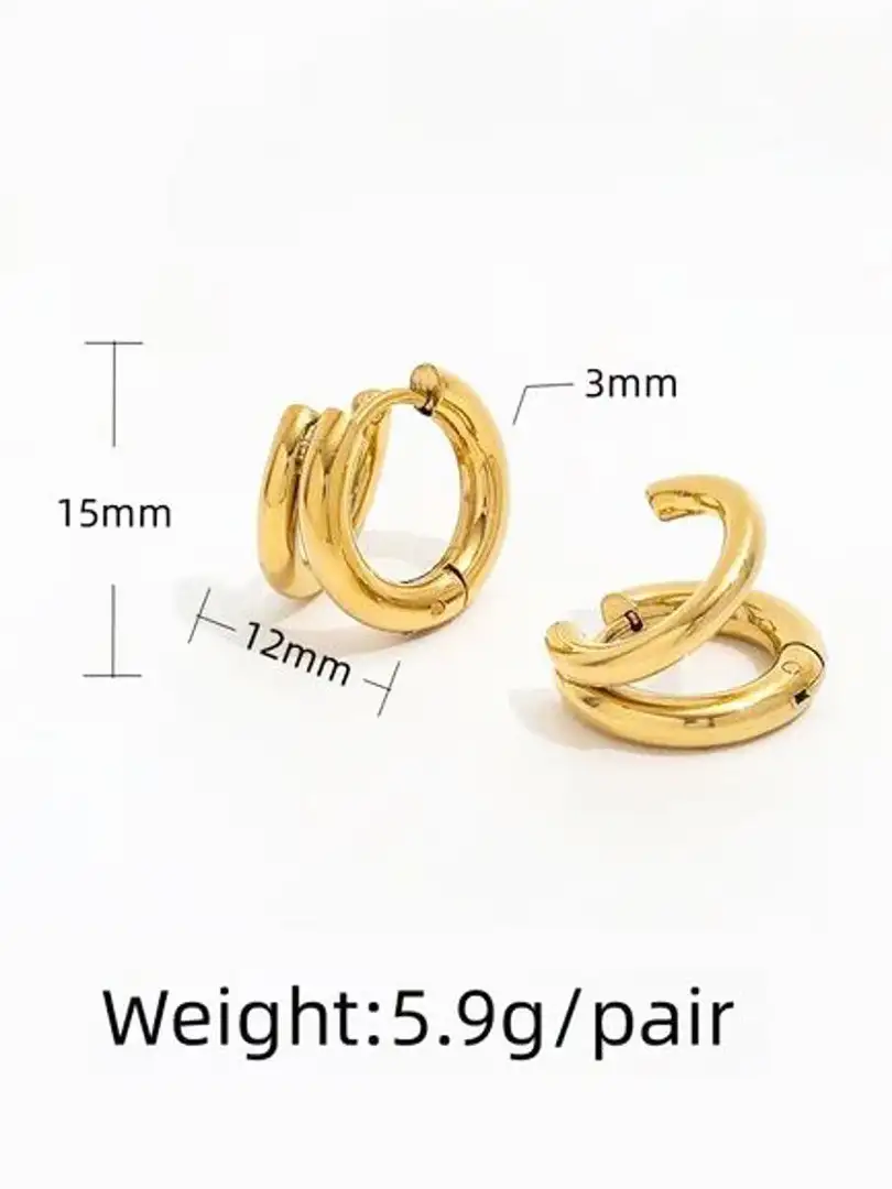 Позолоченные серьги-кольца с двойным проколом - Украшения (Барахолка) в Светлогорск