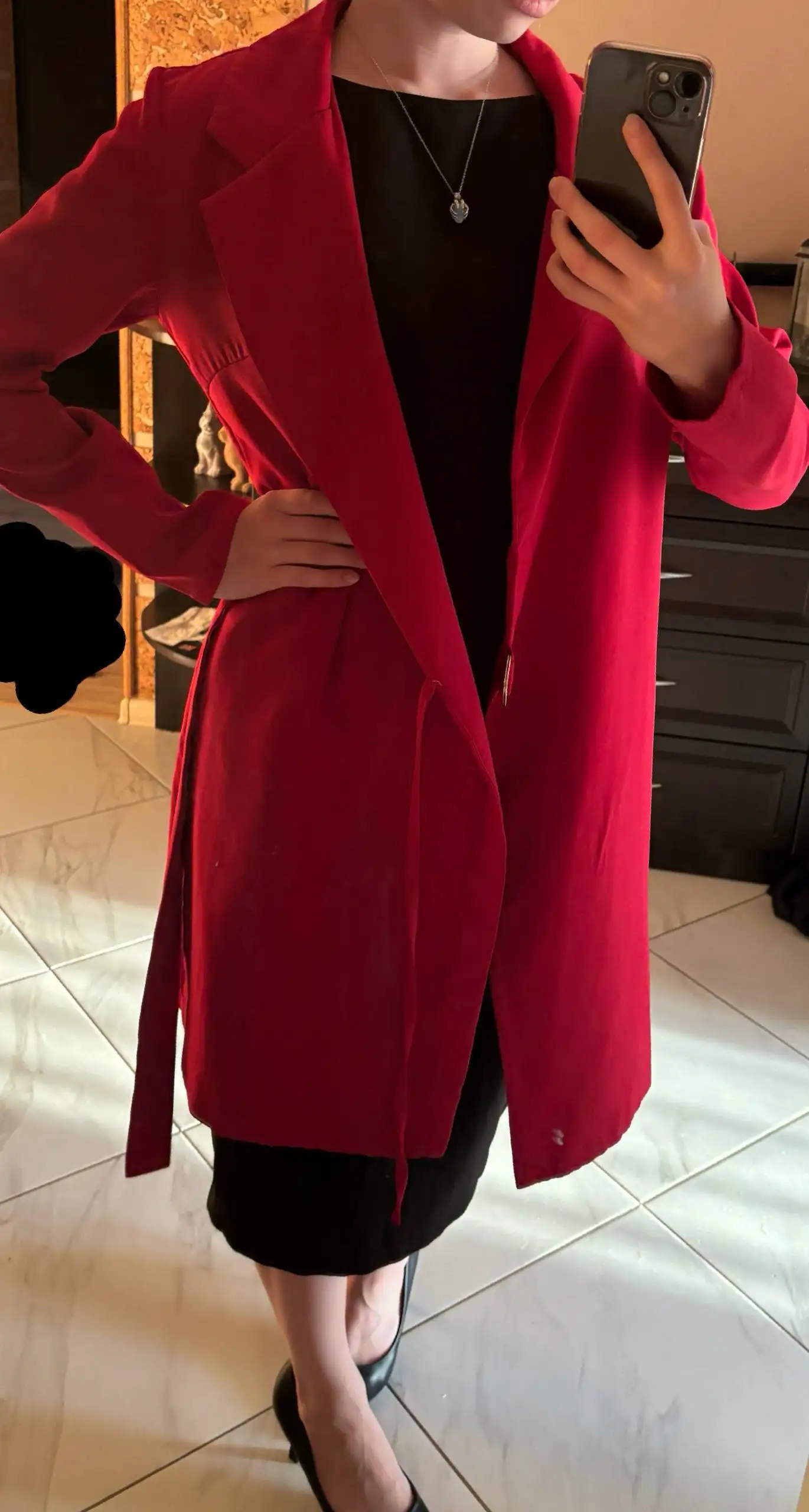 Алый кардиган на завязках и ремешке, размер S-M - Кардиган (Одежда) в Калининград