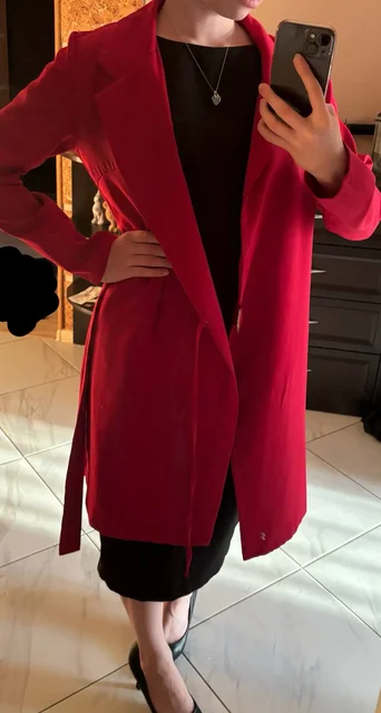 Алый кардиган на завязках и ремешке, размер S-M - Кардиган в Калининград