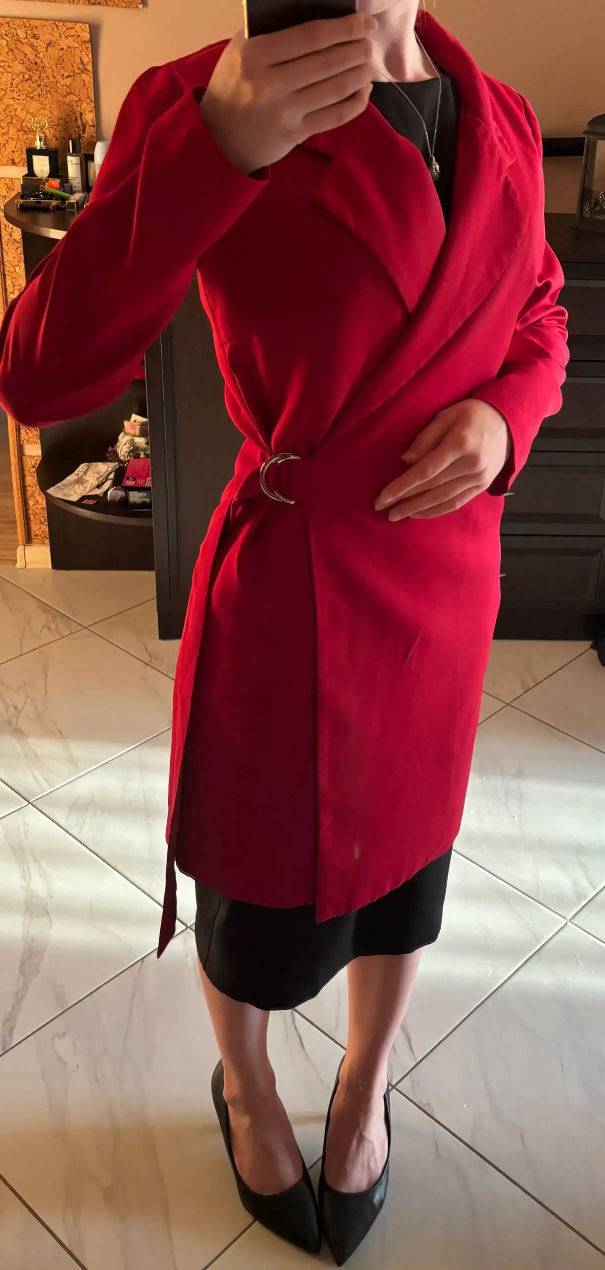 Алый кардиган на завязках и ремешке, размер S-M - Кардиган (Одежда) в Калининград