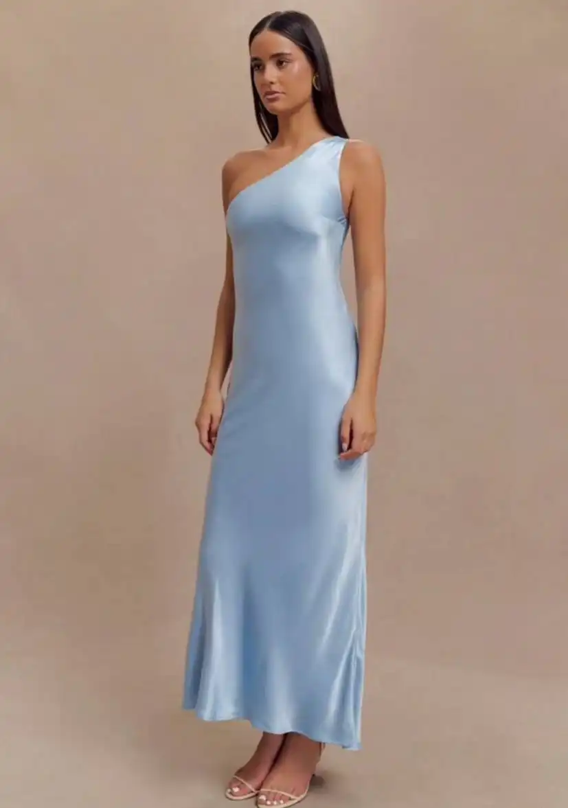 Платье макси атласное голубое новое с биркой размер XXS