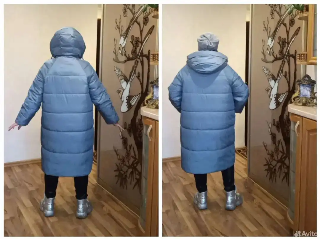 Новый женский пуховик 62 размера серо-голубой - Верхняя одежда (Одежда) в Калининград
