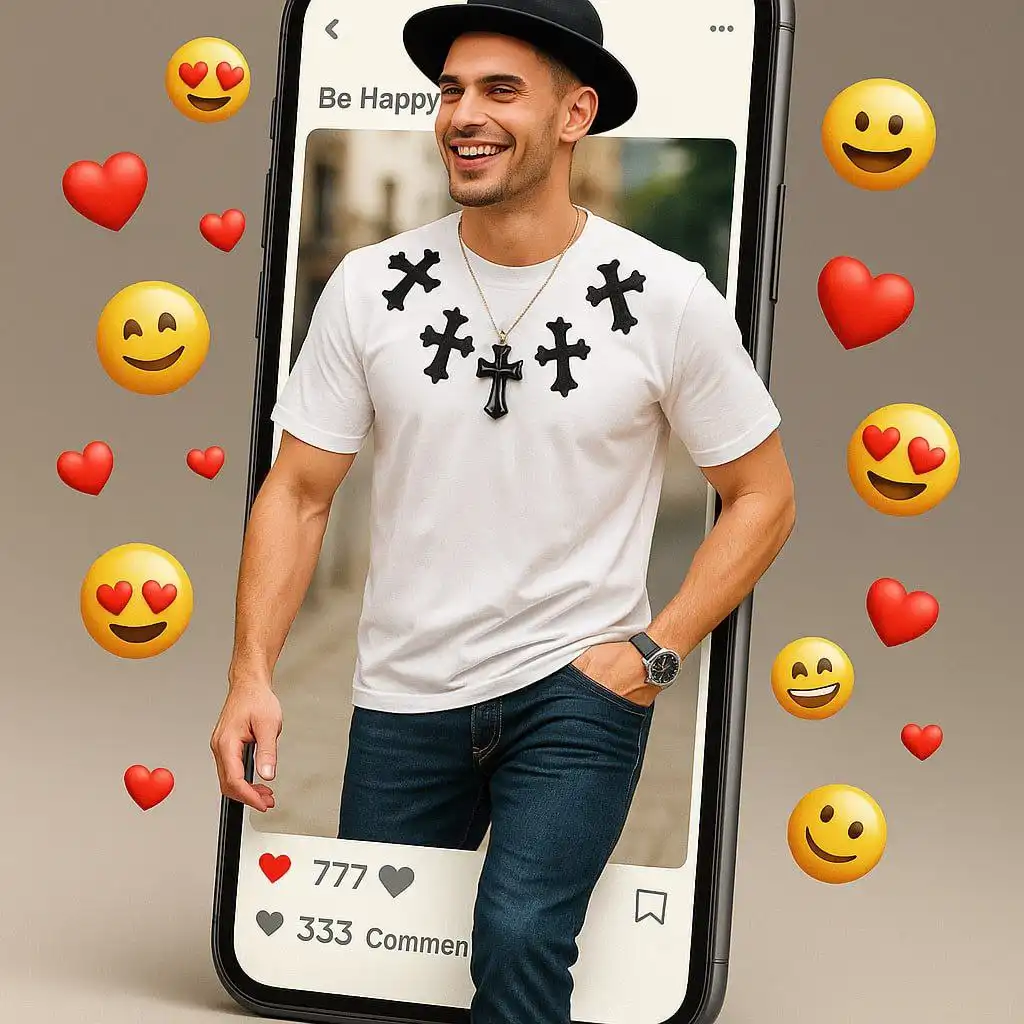 Стильная футболка для молодежи с принтом из кожи и металла