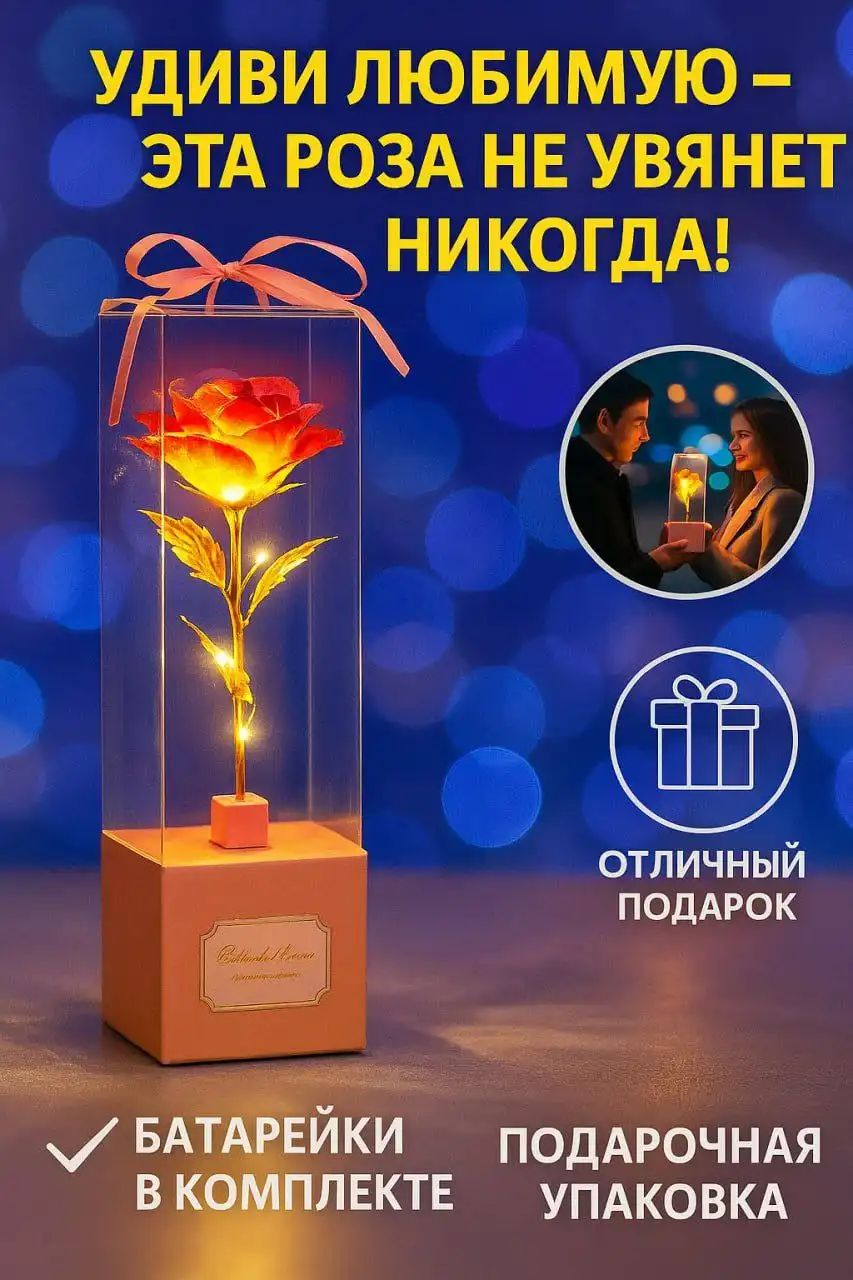 Светящаяся роза на праздник - Барахолка в Воронеж