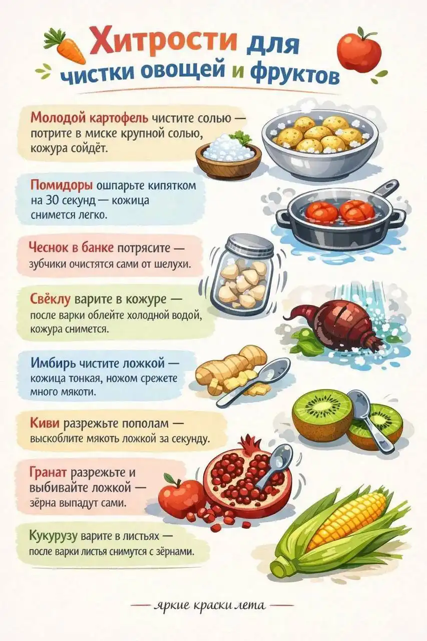 Хитрости для очистки овощей и фруктов - Барахолка в Воронеж