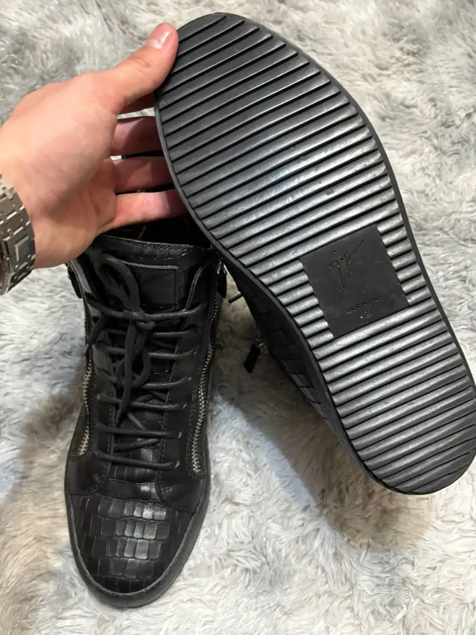 Кеды Giuseppe Zanotti Croc-Embossed London 42 размер - Обувь (Одежда) в Москва