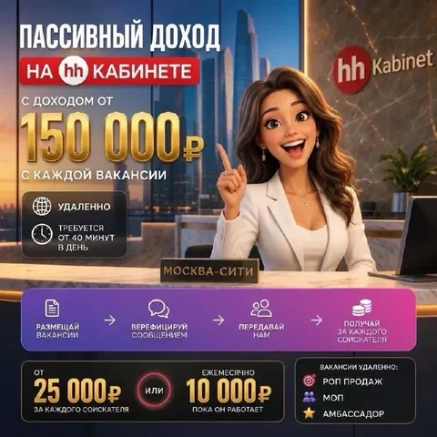 Пассивный доход на кабинете в HH.RU - Кассир в Москва