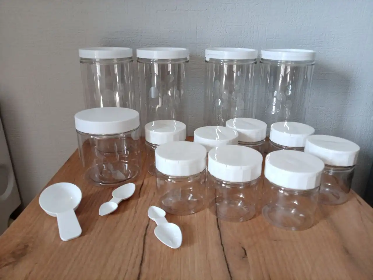 Набор баночек для бакалеи с ложками и наклейками