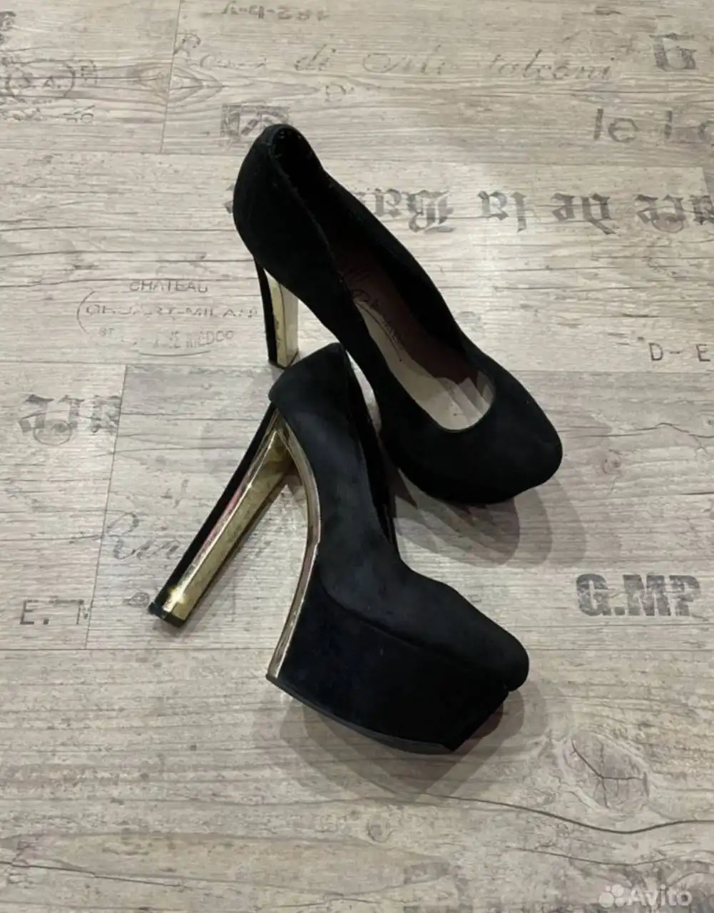 Туфли зеленые и черные натуральный нубук