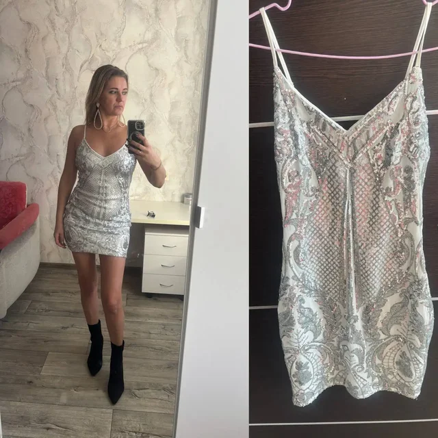 Белое платье с пайетками на лямочках - Мужская одежда в Томск