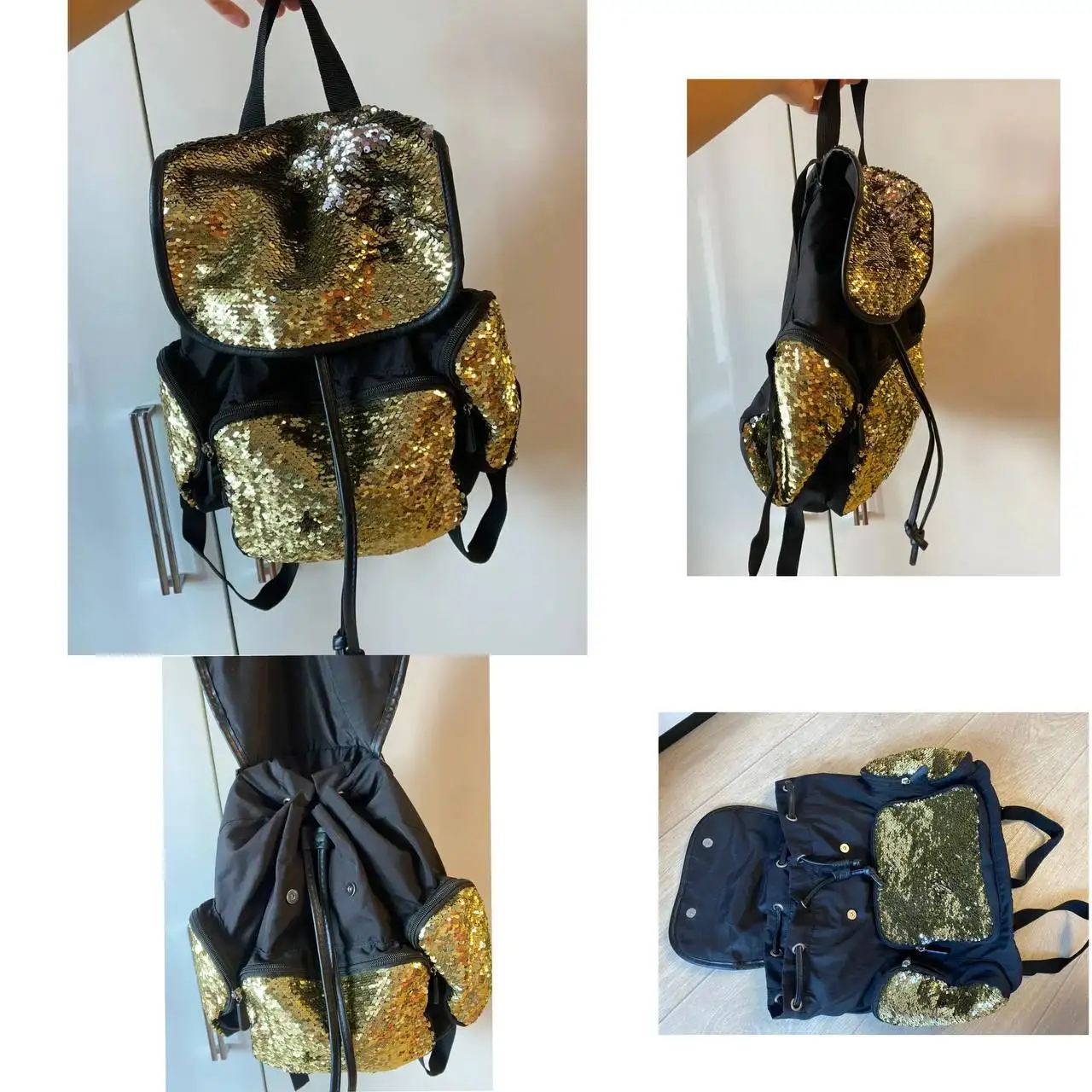 Женский рюкзак с золотыми пайетками - Аксессуары (Одежда) в Томск