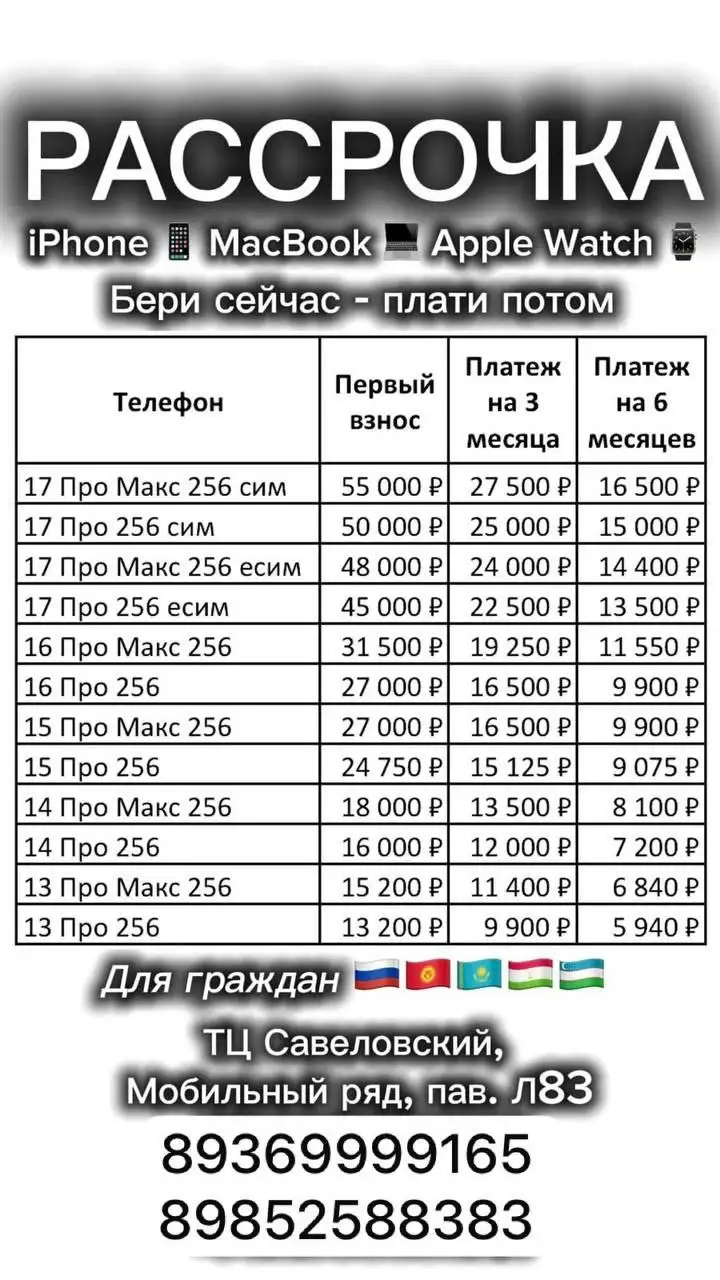 Покупка iPhone, MacBook, iPad в рассрочку 3/6 месяцев - Смартфоны и гаджеты (Электроника) в Москва