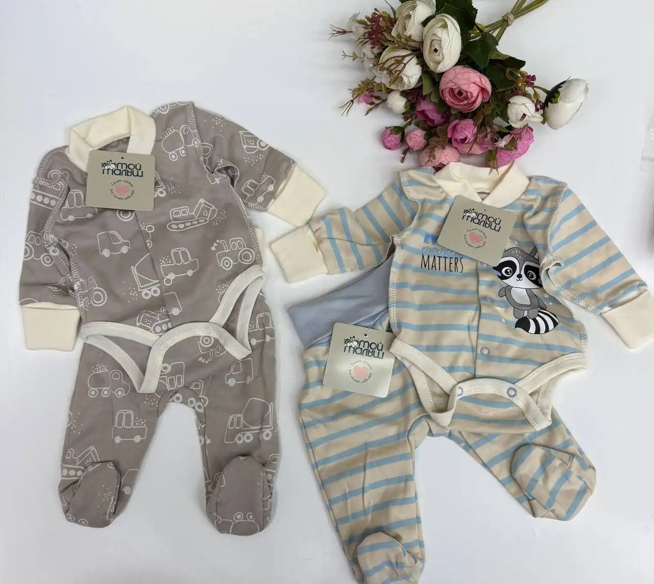 Боди с длинными рукавами + штанишки для новорождённых