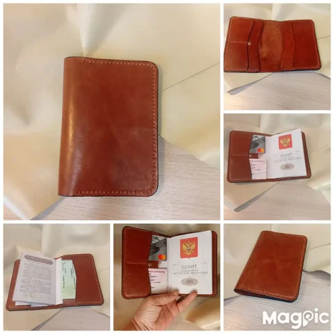 Обложка для паспорта из натуральной кожи с минималистичным дизайном - Аксессуары в Владивосток