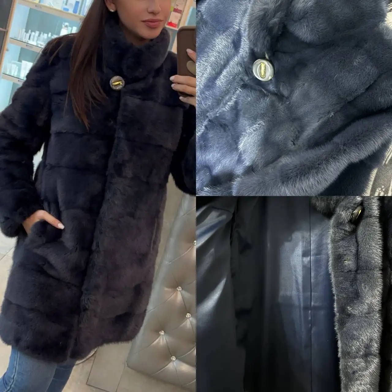 Шуба норковая, размер 42, синий цвет - Верхняя одежда (Одежда) в Владивосток