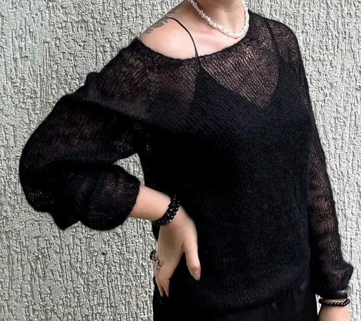 Джемпер паутинка из Кид мохера ручной вязки - Верхняя одежда (Одежда) в Владивосток