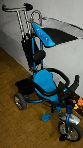 Трехколесный велосипед Moby Kids голубой с родительской ручкой - Товары для детей в Владивосток