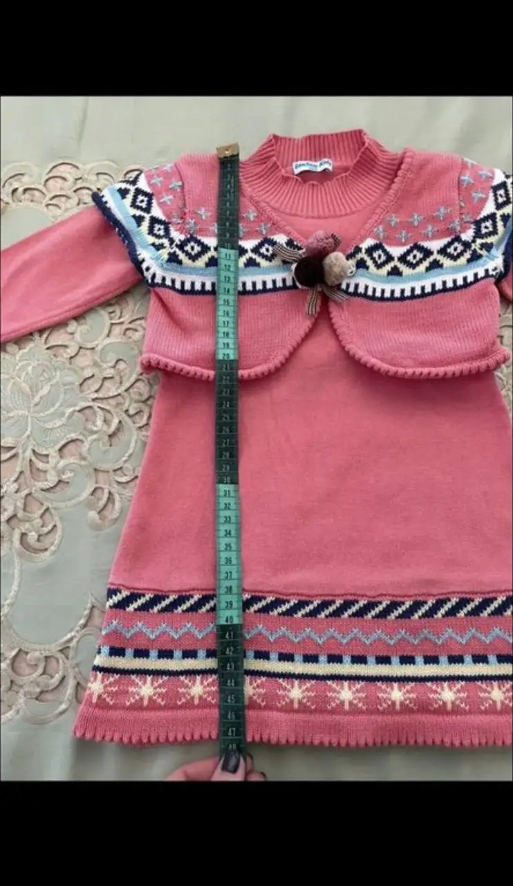 Вязаное платье с жилеткой для девочки на рост 80 см - Детская одежда (Одежда) в Владивосток