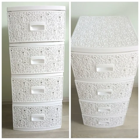 Белый пластиковый комод 4 ящика - Постельное белье в Владивосток