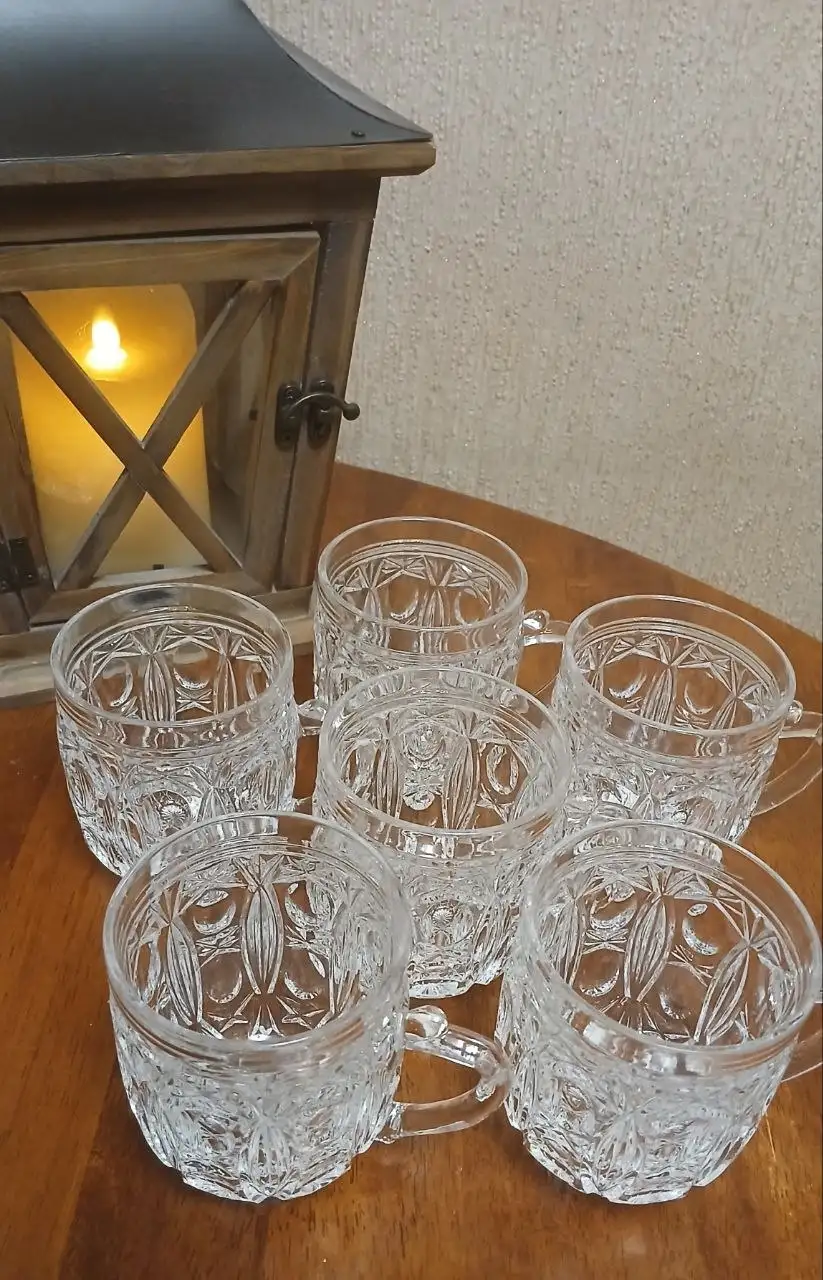 6 хрустальных бокалов с ручками 200 мл - Посуда (Барахолка) в Владивосток