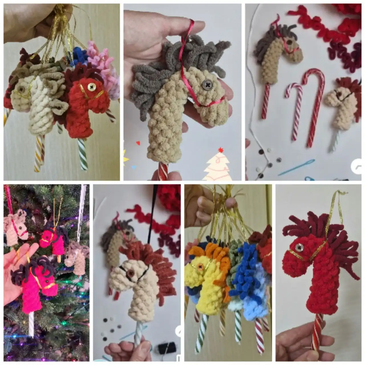 Миниатюрные игрушки лошадки на карамельке для украшения и подарка