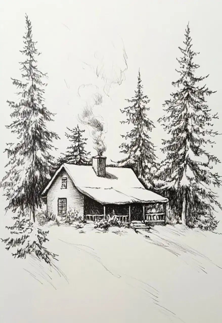 Занятие по графике в изо-студии «Кисточка» - Дом в лесу - Образование и обучение (Услуги) в Севастополь, Симферополь