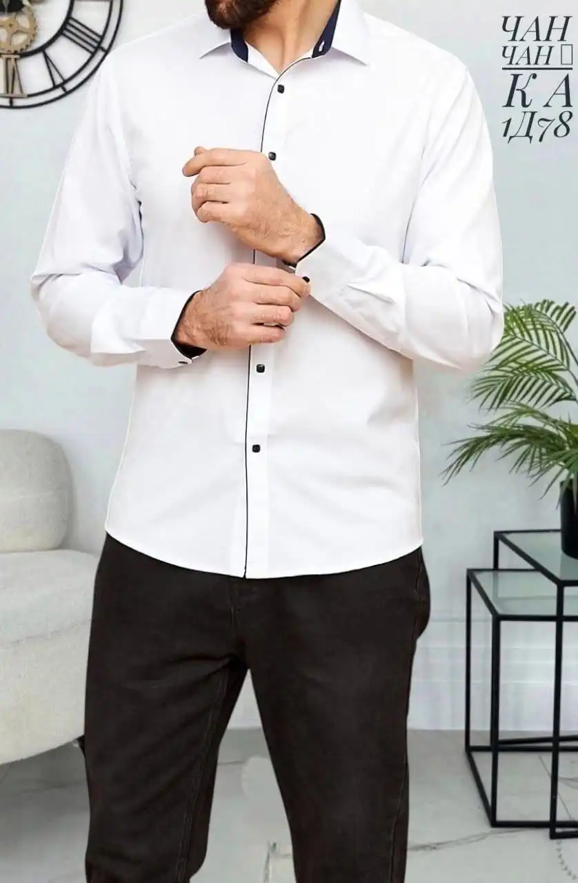 Рубашки на кнопках из хлопка с лайкрой - Мужская одежда (Одежда) в Симферополь